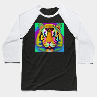 90s Bright Colorful Tiger Head Baseball T-Shirt